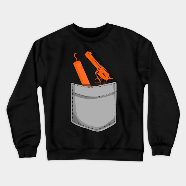 Six Shooter and Dynamite Clothes Pocket - Board Game Inspired Graphic - Tabletop Gaming  - BGG Crewneck Sweatshirt by MeepleDesign